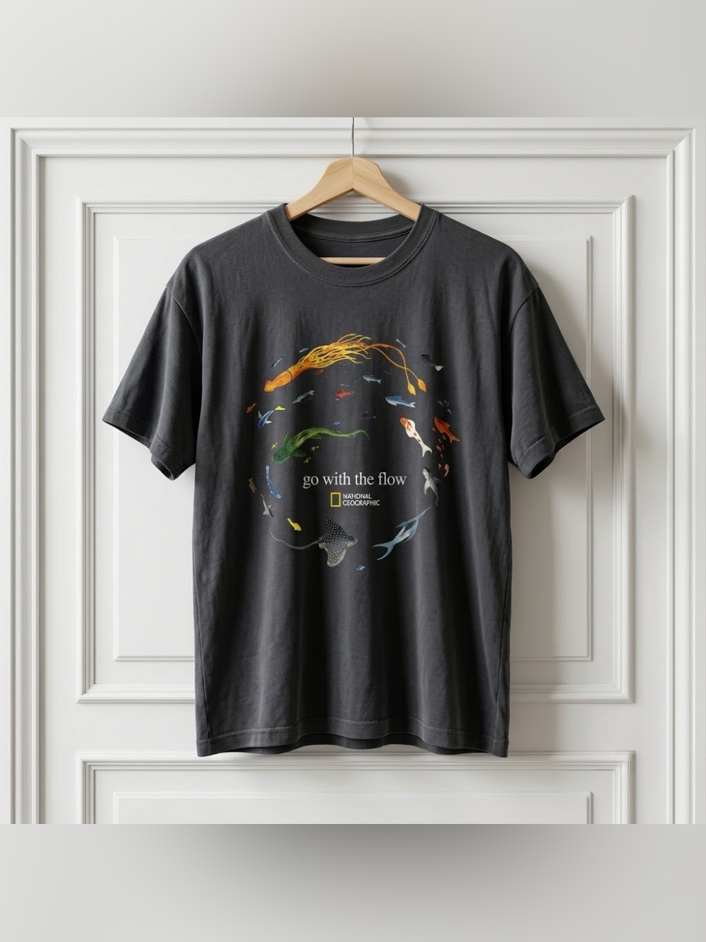 National Geographic Go With Flow Black Ocean Graphic T-Shirt, Nature Lover Tee